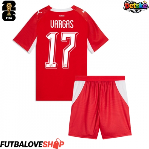 Dres Švajčiarsko Ruben Vargas #17 Domáci pre deti MS 2026 Krátky Rukáv (+ trenírky)